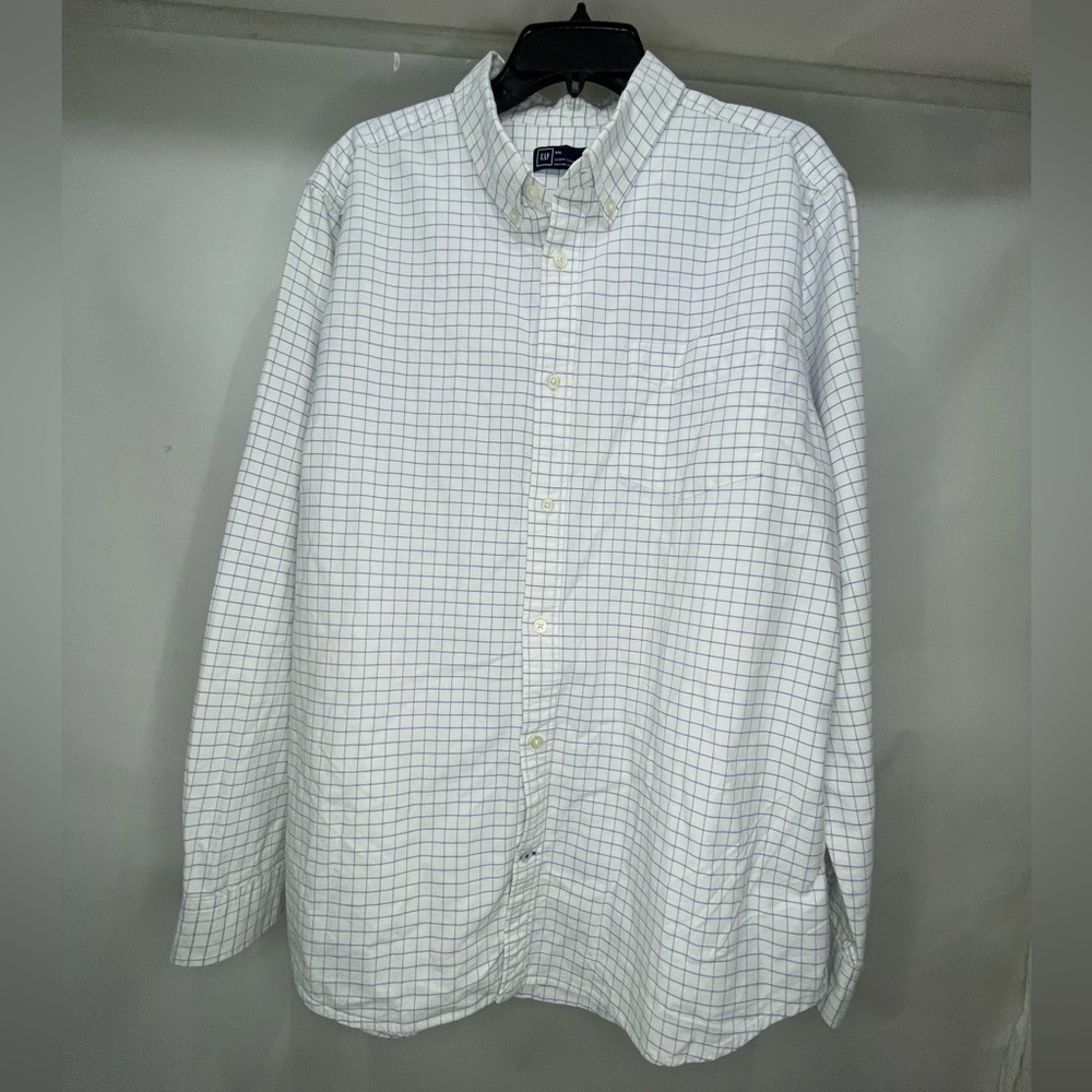 GAP Blue and White Plaid Oxford Shirt size 2xl